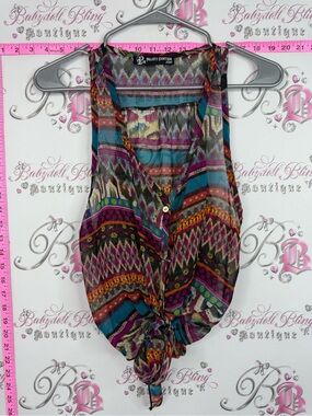 Project eighteen jeans tank Multicolor Printed Tie-Front Sleeveless Camisole